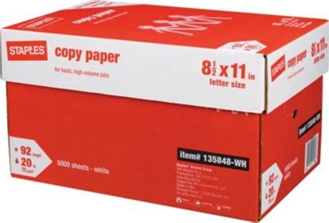 , 92 Brightness, 5000 Sheets/Carton (105007) fast at <b>Staples</b>. . Staples printer paper